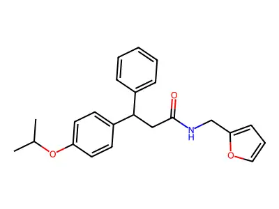 N-(furan-2-ylmethyl)-3-phenyl-3-(4-propan-2-yloxyphenyl)propanamide structure