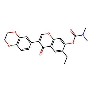 3-(2,3-dihydrobenzo[b][1,4]dioxin-6-yl)-6-ethyl-4-oxo-4H-chromen-7-yl dimethylcarbamate structure