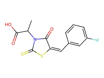 2-[5-[(3-fluorophenyl)methylidene]-4-oxo-2-sulfanylidene-1,3-thiazolidin-3-yl]propanoic Acid structure