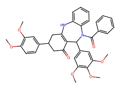 [3-(3,4-dimethoxyphenyl)-1-hydroxy-11-(3,4,5-trimethoxyphenyl)-2,3,4,11-tetrahydro-10H-dibenzo[b,e][1,4]diazepin-10-yl](phenyl)methanone structure