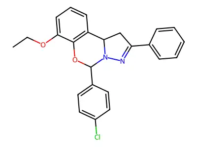 5-(4-chlorophenyl)-7-ethoxy-2-phenyl-1,10b-dihydropyrazolo[1,5-c][1,3]benzoxazine structure