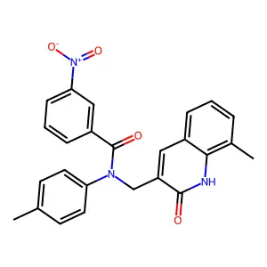 N-[(8-methyl-2-oxo-1H-quinolin-3-yl)methyl]-N-(4-methylphenyl)-3-nitrobenzamide structure