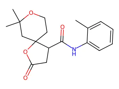 7,7-Dimethyl-N-(2-methylphenyl)-2-oxo-1,8-dioxaspiro[4.5]decane-4-carboxamide structure