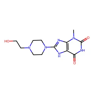 8-(4-(2-hydroxyethyl)piperazin-1-yl)-3-methyl-1H-purine-2,6(3H,7H)-dione structure