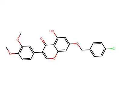 7-((4-chlorobenzyl)oxy)-3-(3,4-dimethoxyphenyl)-5-hydroxy-4H-chromen-4-one structure