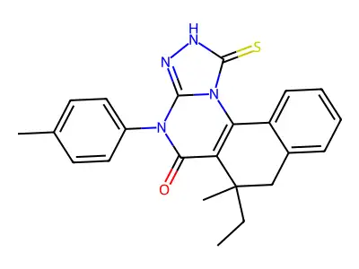 6-ethyl-1-mercapto-6-methyl-4-(p-tolyl)-6,7-dihydrobenzo[h][1,2,4]triazolo[4,3-a]quinazolin-5(4H)-one structure