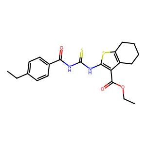 ethyl 2-({[(4-ethylphenyl)carbonyl]carbamothioyl}amino)-4,5,6,7-tetrahydro-1-benzothiophene-3-carboxylate structure