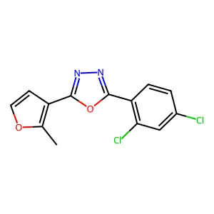 2-(2,4-Dichlorophenyl)-5-(2-methyl-3-furyl)-1,3,4-oxadiazole structure