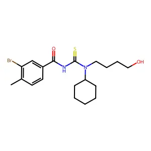 3-bromo-N-[cyclohexyl(4-hydroxybutyl)carbamothioyl]-4-methylbenzamide structure
