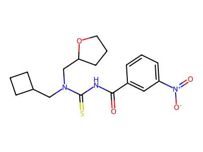 N-[cyclobutylmethyl(oxolan-2-ylmethyl)carbamothioyl]-3-nitrobenzamide structure