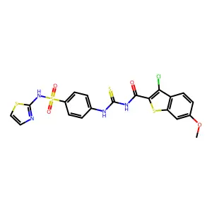 3-chloro-6-methoxy-N-[[4-(1,3-thiazol-2-ylsulfamoyl)phenyl]carbamothioyl]-1-benzothiophene-2-carboxamide structure