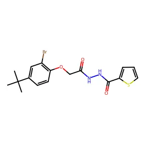 N'-[2-(2-bromo-4-tert-butylphenoxy)acetyl]thiophene-2-carbohydrazide structure