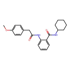 N-cyclohexyl-2-{[(4-methoxyphenyl)acetyl]amino}benzamide structure