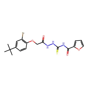 N-({2-[(2-bromo-4-tert-butylphenoxy)acetyl]hydrazino}carbonothioyl)-2-furamide structure