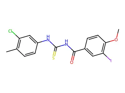 N-[(3-chloro-4-methylphenyl)carbamothioyl]-3-iodo-4-methoxybenzamide structure