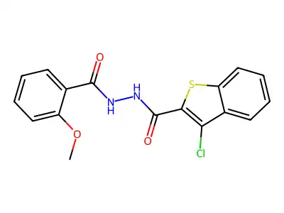 3-chloro-N'-(2-methoxybenzoyl)-1-benzothiophene-2-carbohydrazide structure