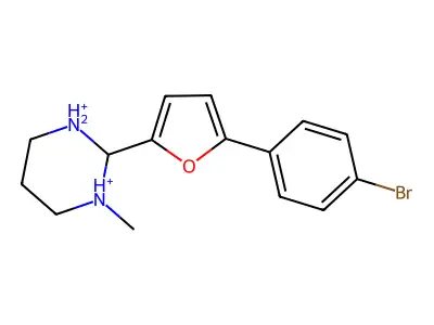 2-[5-(4-Bromophenyl)furan-2-yl]-1-methyl-1,3-diazinane-1,3-diium structure