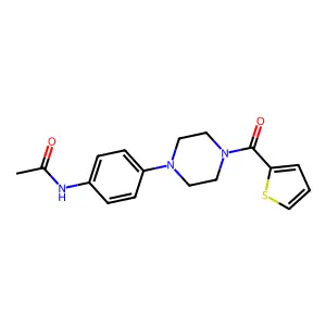 N-[4-[4-(thiophene-2-carbonyl)piperazin-1-yl]phenyl]acetamide structure