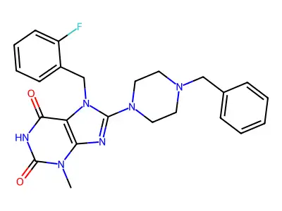 8-(4-Benzylpiperazin-1-yl)-7-[(2-fluorophenyl)methyl]-3-methylpurine-2,6-dione structure