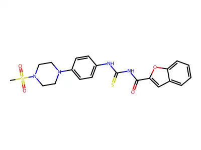 N-[[4-(4-methylsulfonylpiperazin-1-yl)phenyl]carbamothioyl]-1-benzofuran-2-carboxamide structure