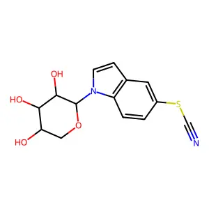 Thiocyanic acid, 1-alpha-L-arabinopyranosyl-1H-indol-5-yl ester structure