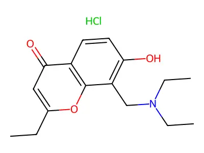 Chromone, 8-(diethylamino)methyl-2-ethyl-7-hydroxy-, hydrochloride structure