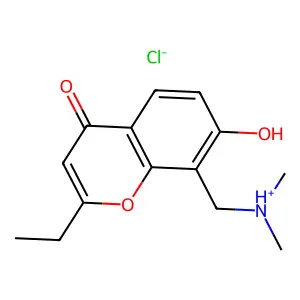 Chromone, 8-(dimethylamino)methyl-2-ethyl-7-hydroxy-, hydrochloride structure