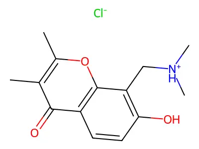 Chromone, 2,3-dimethyl-8-(dimethylamino)methyl-7-hydroxy-, hydrochloride structure