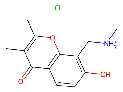 Chromone, 2,3-dimethyl-7-hydroxy-8-(methylamino)methyl-, hydrochloride structure