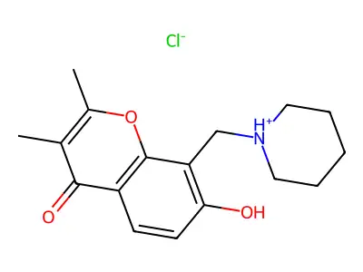 Chromone, 2,3-dimethyl-7-hydroxy-8-piperidinomethyl-, hydrochloride structure