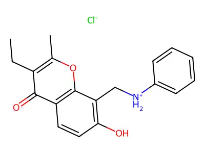 Chromone, 3-ethyl-7-hydroxy-2-methyl-8-(anilinomethyl)-, hydrochloride structure