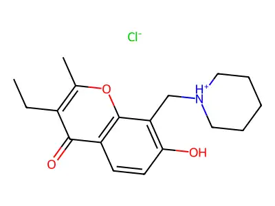 Chromone, 3-ethyl-7-hydroxy-2-methyl-8-piperidinomethyl-, hydrochloride structure