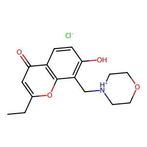 Chromone, 2-ethyl-7-hydroxy-8-morpholinomethyl-, hydrochloride structure