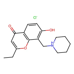 Chromone, 2-ethyl-7-hydroxy-8-piperidinomethyl-, hydrochloride structure