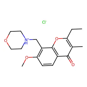 Chromone, 2-ethyl-7-methoxy-3-methyl-8-(morpholinomethyl)-, hydrochloride structure