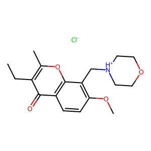 Chromone, 3-ethyl-7-methoxy-2-methyl-8-(morpholinomethyl)-, hydrochloride structure