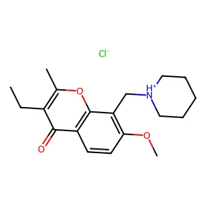 Chromone, 3-ethyl-7-methoxy-2-methyl-8-(piperidinomethyl)-, hydrochloride structure