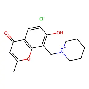 Chromone, 7-hydroxy-2-methyl-8-piperidinomethyl-, hydrochloride structure