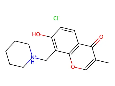 Chromone, 7-hydroxy-3-methyl-8-piperidinomethyl-, hydrochloride structure