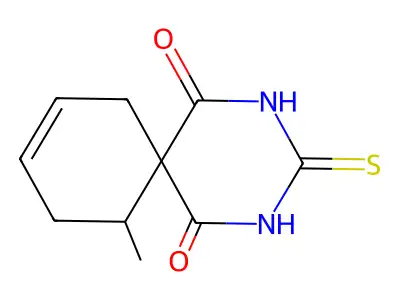 2,4-Diazaspiro(5.5)undec-8-ene-1,3,5-trione, 11-methyl-3-thioxo- structure