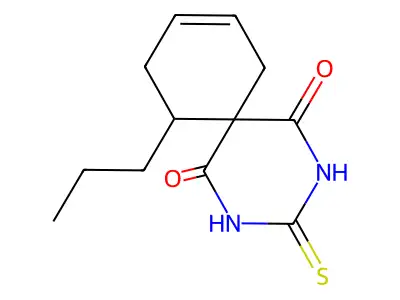 2,4-Diazaspiro(5.5)undec-8-ene-1,3,5-trione, 11-propyl-3-thioxo- structure