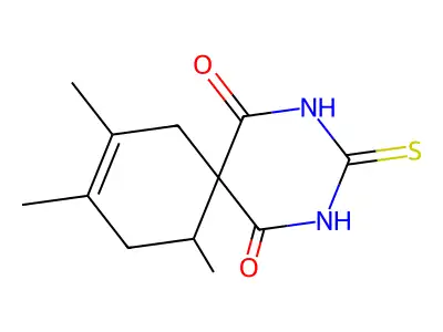 2,4-Diazaspiro(5.5)undec-8-ene-1,3,5-trione, 3-thioxo-8,9,11-trimethyl- structure