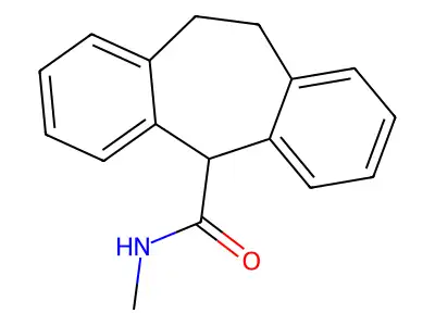 5H-Dibenzo(a,d)cycloheptene-5-carboxamide, 10,11-dihydro-N-methyl- structure