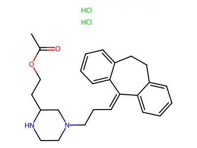 5H-Dibenzo(a,d)cycloheptene, 10,11-dihydro-5-(3-(3-(2-acetoxyethyl)piperazinyl)propylidene)-, dihydrochloride structure