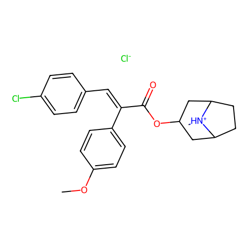 Cinnamic acid, p-chloro-alpha-(p-methoxyphenyl)-, 3-tropanyl ester, hydrochloride structure