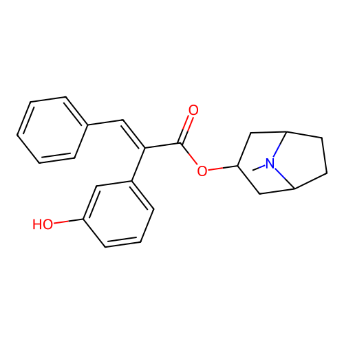 Cinnamic acid, alpha-(m-hydroxyphenyl)-, 3-tropanyl ester structure