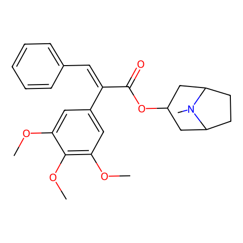 Cinnamic acid, alpha-(3,4,5-trimethoxyphenyl)-, 3-tropanyl ester structure