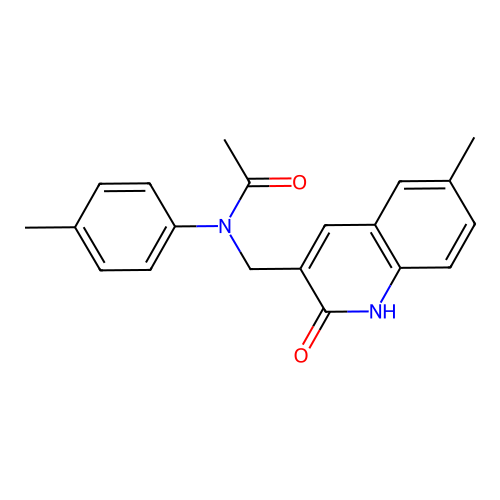 N-[(6-methyl-2-oxo-1H-quinolin-3-yl)methyl]-N-(4-methylphenyl)acetamide structure