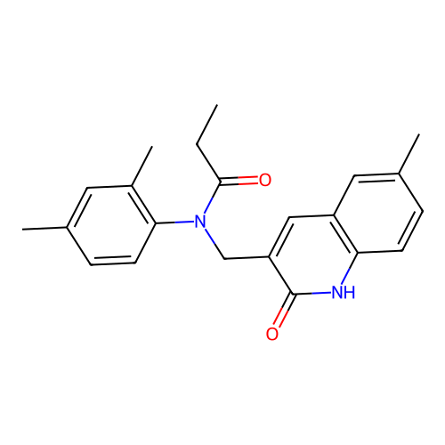 N-(2,4-dimethylphenyl)-N-[(6-methyl-2-oxo-1H-quinolin-3-yl)methyl]propanamide structure