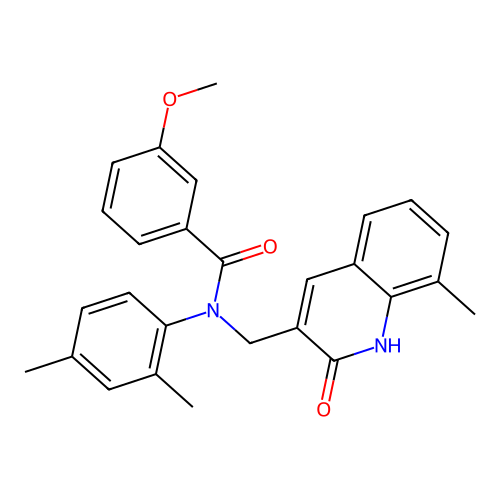 N-(2,4-dimethylphenyl)-3-methoxy-N-[(8-methyl-2-oxo-1H-quinolin-3-yl)methyl]benzamide structure